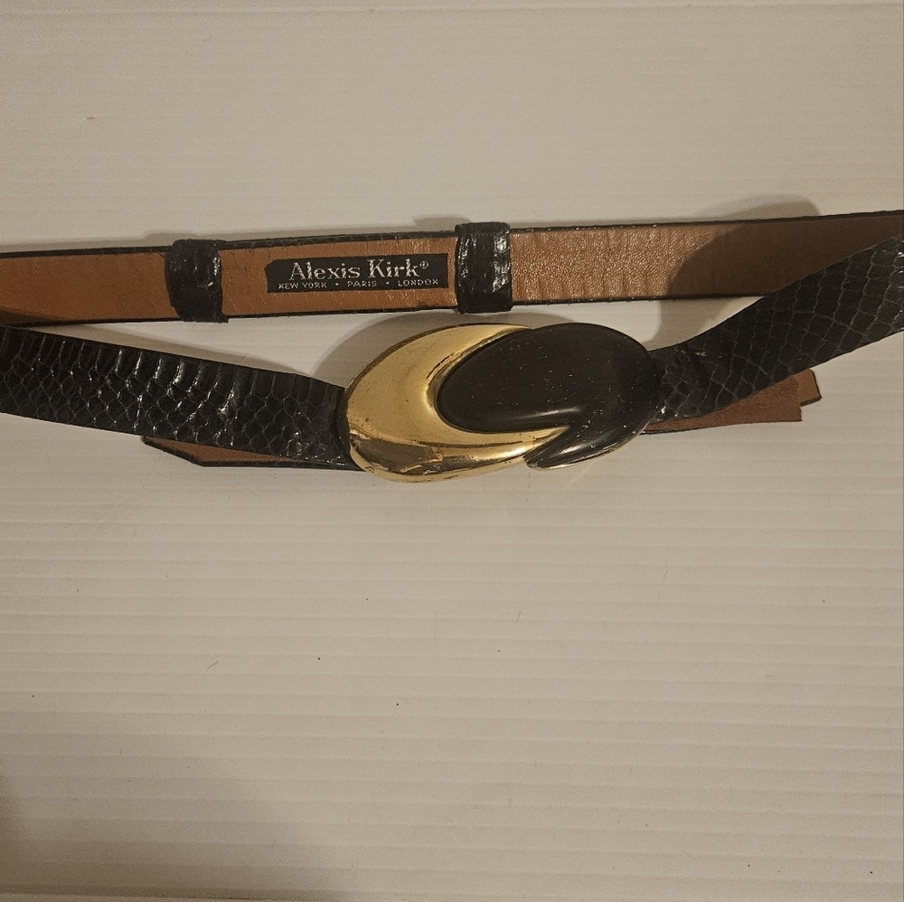 1990s Alexis Kirk  + Gold Infinity Snakeskin Adjustable Belt - Picture 3 of 9